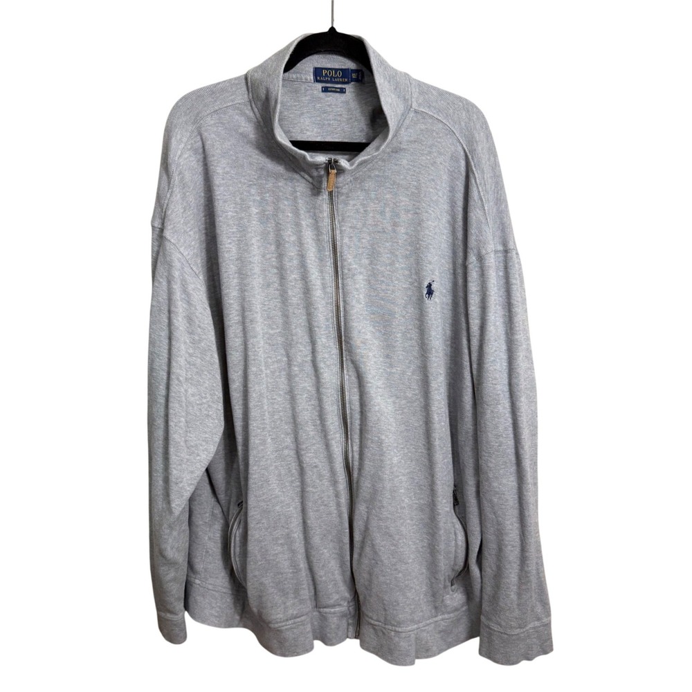 Polo Ralph Lauren Estate Rib Full Zip Jacket Gray 3XLT Tall Cotton Pony Logo